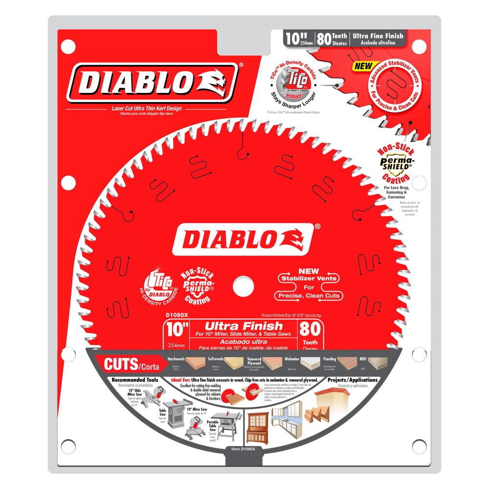 Diablo 10 in. x 80 Tooth Ultra Finish Saw Blade